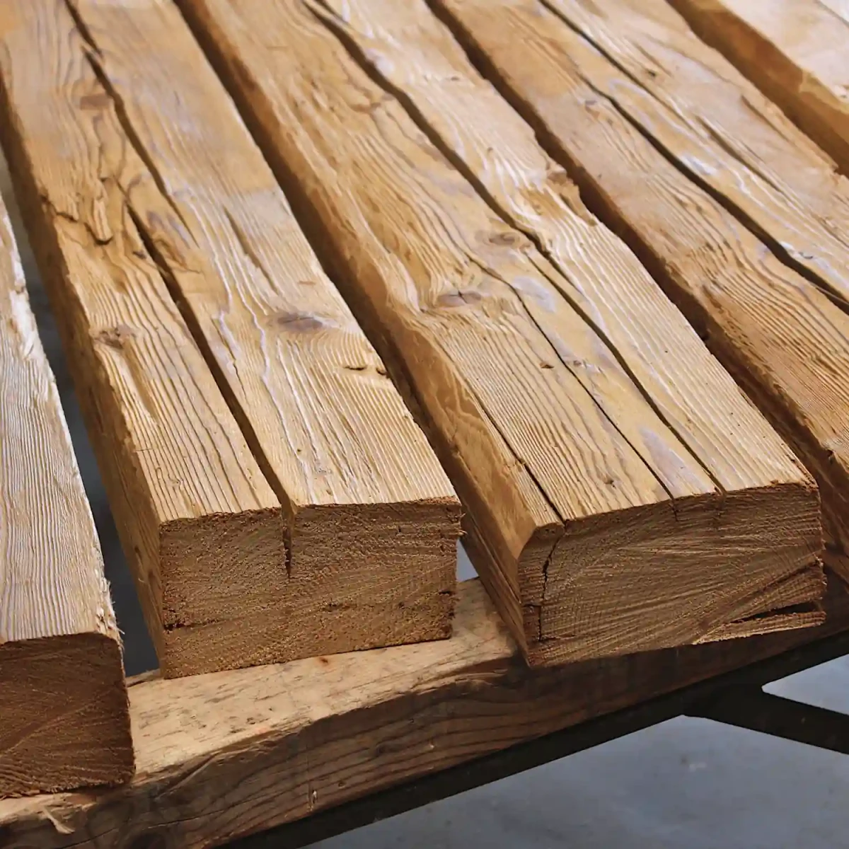 Halved Reclaimed Wood Beams as Faux Beam box