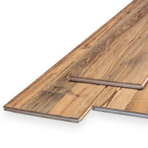 Sunburnt reclaimed wood three-layer panel with tongue and groove