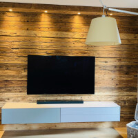 Rustikale verkleidete Wohn-TV-Wand aus Altholz
