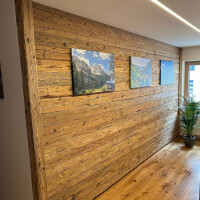 Beleuchtete Holzverkleidung Wand innen